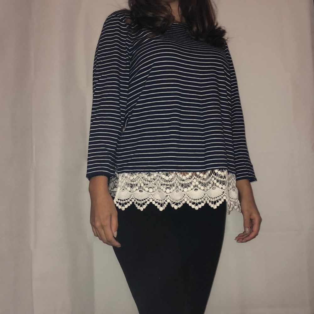 Blue & White Striped Top